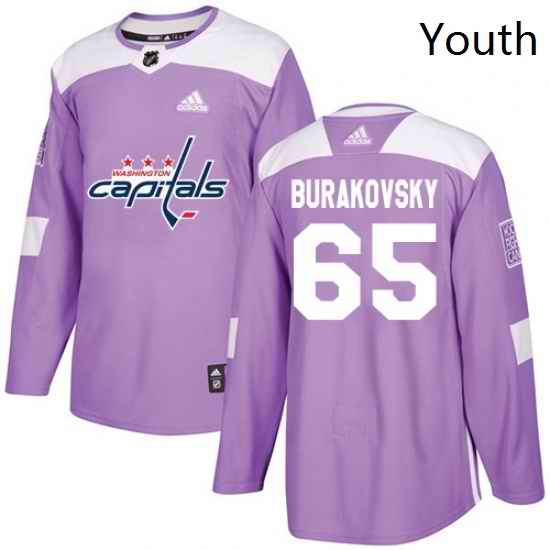 Youth Adidas Washington Capitals 65 Andre Burakovsky Authentic Purple Fights Cancer Practice NHL Jersey